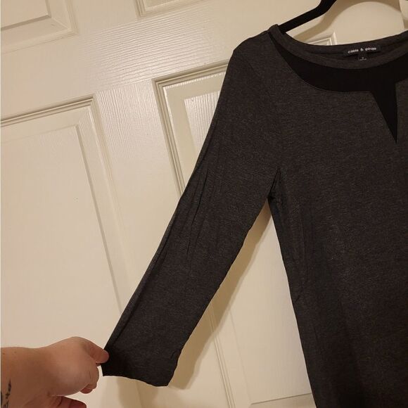 Cable & Gauge grey/black half sleeve tunic blouse - Picture 2 of 7